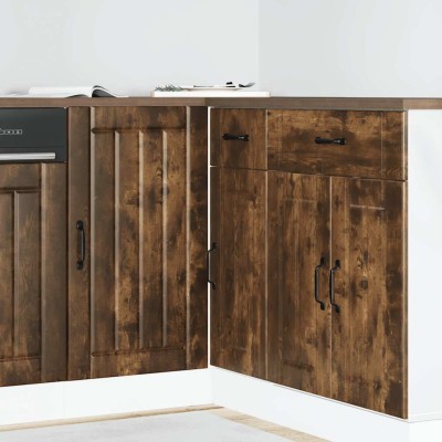 Mueble bajo de cocina Lucca madera contrachapada roble ahumado