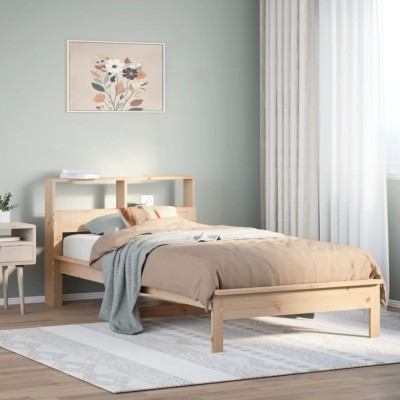 Cama con estantería sin colchón madera maciza de pino 90x200 cm