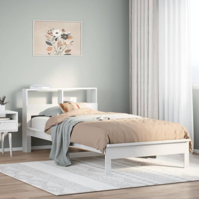Cama con estantería sin colchón madera maciza de pino 90x190 cm