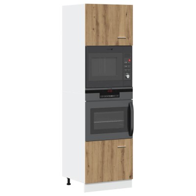 Mueble para microondas "Lyon" roble artesanal 60x57x207 cm madera de ingeniería