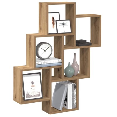Estante cubo pared madera ingeniería roble artisan 78x15x93 cm