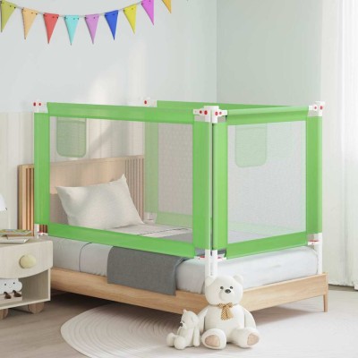 vidaXL Barandilla de seguridad cama de niño verde tela 140x25 cm