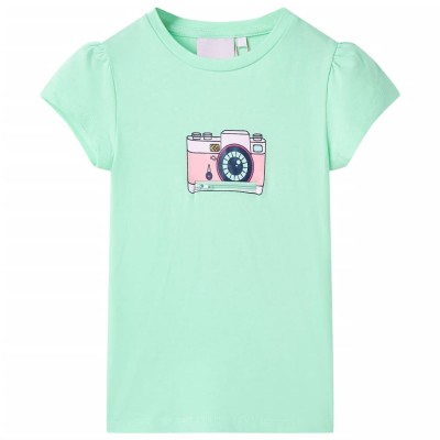 vidaXL Camiseta infantil verde brillante 116
