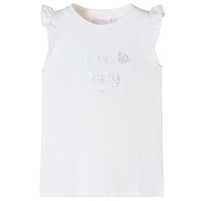 vidaXL Camiseta infantil con mangas de volantes blanco 104