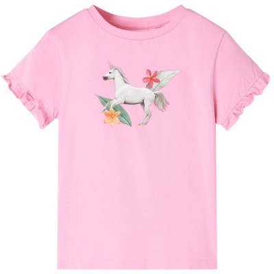 vidaXL Camiseta infantil de manga corta rosa brillante 116