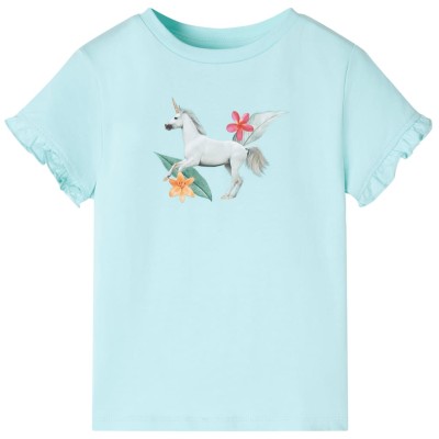 vidaXL Camiseta infantil de manga corta verde agua 104
