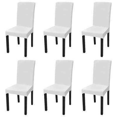 Funda para silla elástica recta 6 unidades blanca