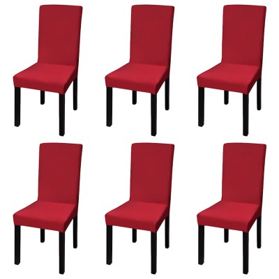 Funda para silla elástica recta 6 unidades burdeos