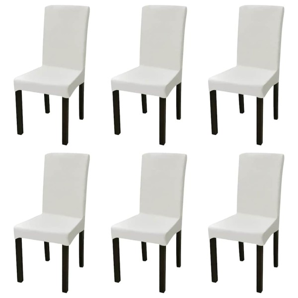 Funda para silla elástica recta 6 unidades crema