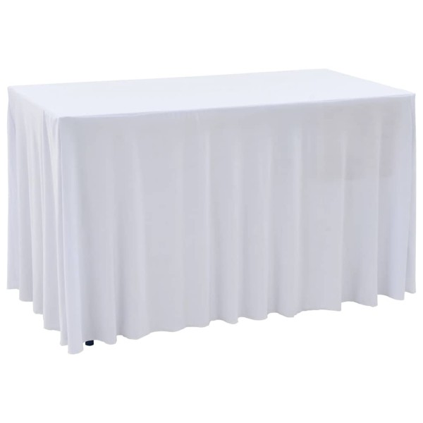 vidaXL Fundas elásticas para mesa 2 uds con falda 243x76x74 cm blanco
