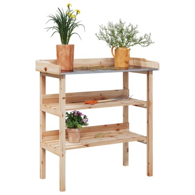 vidaXL Mesa para plantas con estantes madera maciza abeto 78x38x82,5cm