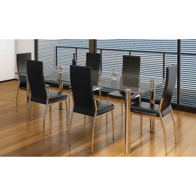 vidaXL Sillas de comedor 6 unidades cuero sintético negro