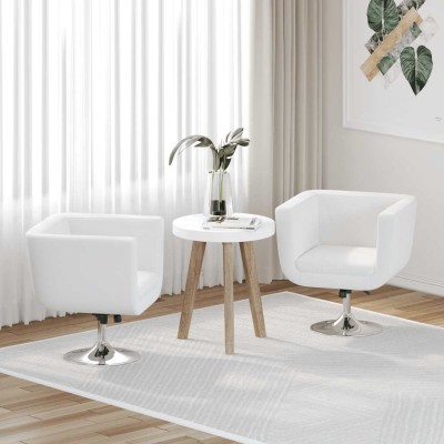 vidaXL Taburetes de cocina 2 unidades cuero artificial blanco