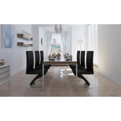 vidaXL Sillas de comedor 6 unidades cuero sintético negro