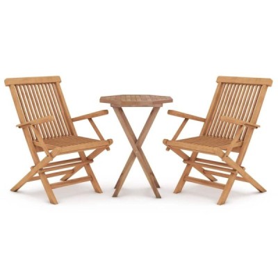 Juego de comedor para jardín 3 piezas madera maciza de  | TanderMuebles