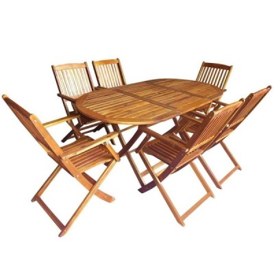 Juego de comedor para exteriores 7 uds. Marrón | TanderMuebles