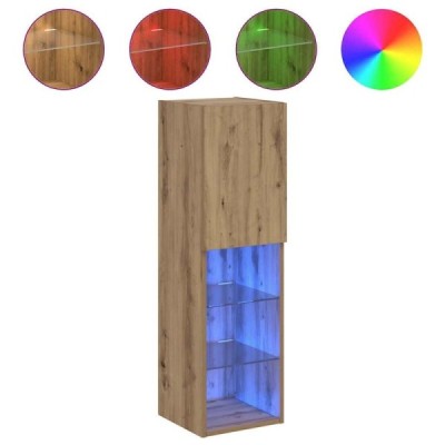 Mueble para TV con luces LED roble artesanal 30,5x30x10 | TanderMuebles