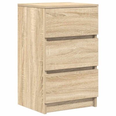 Mesilla de noche con 3 cajones roble Sonoma 39x35x65 cm | TanderMuebles