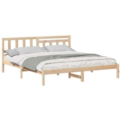 Estructura de cama Marrón 200 x 200 cm Madera de pino m | TanderMuebles