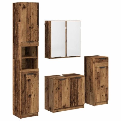 Juego de muebles de baño 4 uds. Madera vieja | TanderMuebles