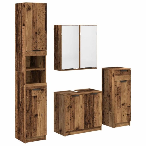 Juego de muebles de baño 4 uds. Madera vieja | TanderMuebles