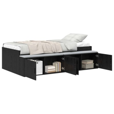Estructura de cama Roble Negro 90 x 200 cm Madera de in | TanderMuebles
