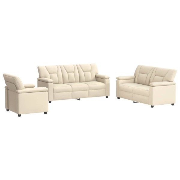 Juego de Sofá 3 pcs Crema Cuero sintético | TanderMuebles
