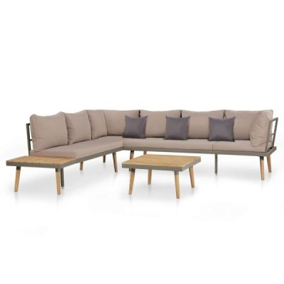 Juego muebles de jardín 4 piezas y cojines madera maciz | TanderMuebles