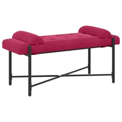 Banco con Botones y Cojines Rojo vino 110 x 40 x 46 cm | TanderMuebles