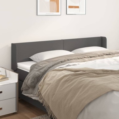 Cabecero de cuero sintético gris 163x16x78/88 cm