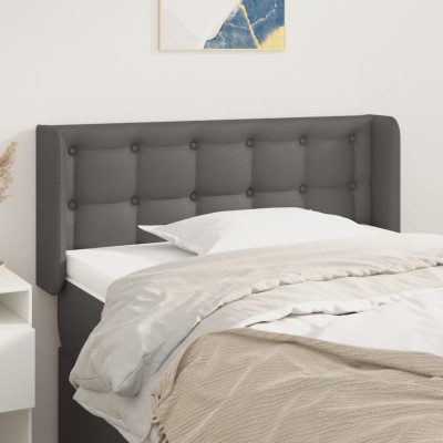 Cabecero de cuero sintético gris 93x16x78/88 cm