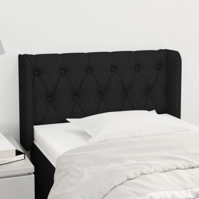 Cabecero de tela negro 83x16x78/88 cm