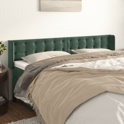 Cabecero de terciopelo verde oscuro 183x16x78/88 cm