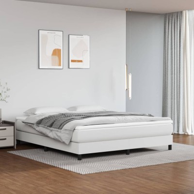 Estructura de cama sin colchón cuero sintético blanco 160x200cm