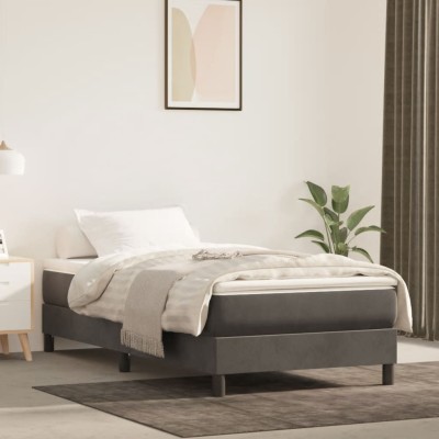 Estructura de cama sin colchón terciopelo gris oscuro 90x200 cm