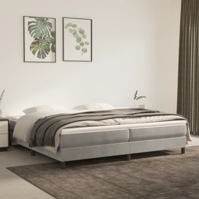 Estructura de cama sin colchón terciopelo gris claro 200x200 cm