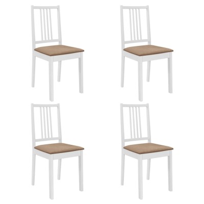 Sillas de comedor con cojines 4 unidades madera maciza blanca