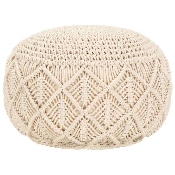 Puf de macramé hecho a mano algodón 45x30 cm