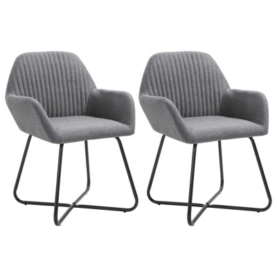 Sillas de comedor 2 unidades tela gris oscuro