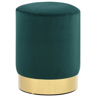 Taburete de terciopelo 28 x 36 cm verde oscuro y dorado