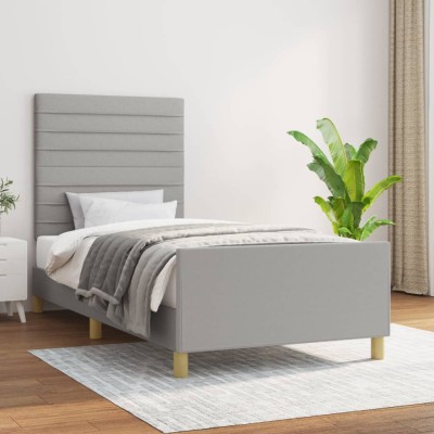 Estructura de cama sin colchón tela gris claro 80x200 cm