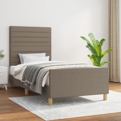 Estructura de cama sin colchón tela taupe 90x200 cm