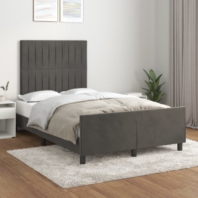 Estructura de cama sin colchón terciopelo gris oscuro 120x200cm