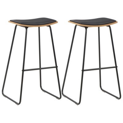 Taburetes de cocina 2 unidades cuero sintético negro