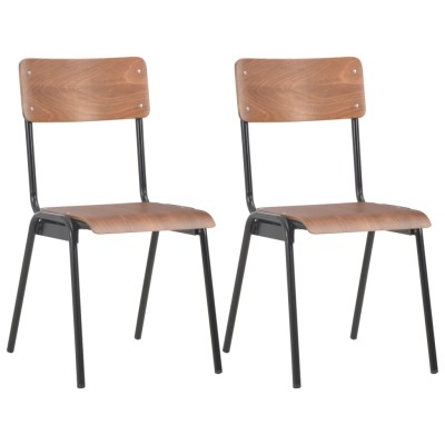 Sillas de comedor 2 uds madera contrachapada y acero marrón