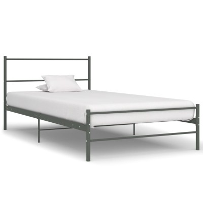 Estructura de cama sin colchón metal gris 100x200 cm