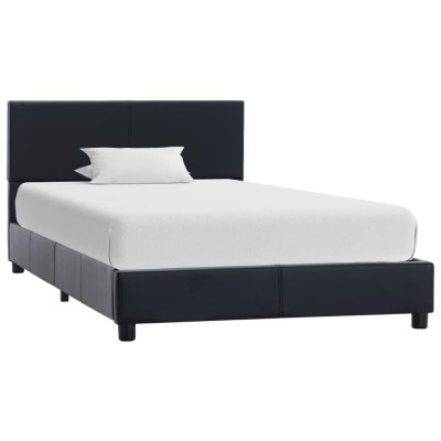 Estructura de cama sin colchón cuero sintético negro 90x200 cm