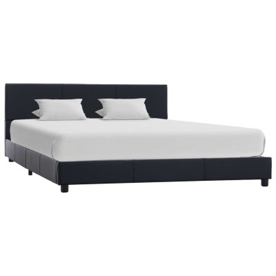 Estructura de cama cuero sintético negro 160x200 cm