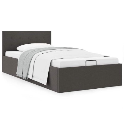 Cama canapé hidráulica de almacenaje sin colchón gris 90x200 cm