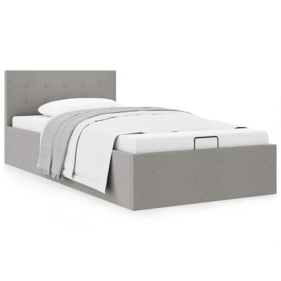 Cama hidráulica almacenaje sin colchón gris claro 90x200 cm